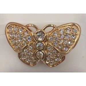 Vintage Swarovski Swan Signed Butterfly Brooch Pin